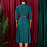 SOLID COLOR FASHIONABLE A LINE PLUS SIZE DRESS_CWDMD3670