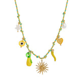 Unique Rope Chain Necklace Lotus Feather Elephant_Cwaje05663