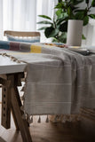 COLOR PLAID PATTERN COSY TABLECLOTHS WITH TASSELS_CWMM0018