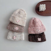 CHILDRENS STYLISH CURLED WHITE LABEL KNITTED HAT_CWAH2935