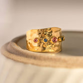 COLORED ZIRCON WIDE PLATE RING_STAINLESS STEEL_CWAJE0625