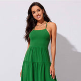 Waistband Halter Temperament Swing Long Dress