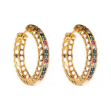 SPARKLING HOOP EARRINGS GOLD TONE LUXURY STYLE_CWMM8533