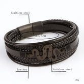 LEATHER HANDWOVEN MAGNET CLASP BRACELET_CWAJE1467