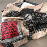 Vintage Paisley Herringbone Linen Neck Scarf_Cwasc03427