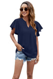 V Neck Fly Sleeve Short Sleeve Chiffon Top_Cwtsts0214