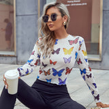 Womens Sexy Mesh Butterfly Long Sleeve Top