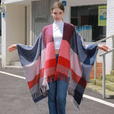 SIMPLE TASSEL MULTI COLOR LARGE PLAID SHAWL_CWASC0942