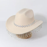 RHINESTONE FRINGE PANAMA COWBOY HAT WITH EYE GEMS_CWAH3630