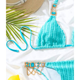LAKE BLUE BIKINI SET WOMEN RHINESTONE SWIMSUIT _CWMW0697
