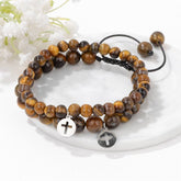 CROSS TIGER EYE DOUBLE LAYER BRACELET_CWAJE2108