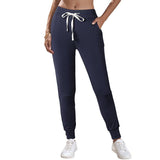 Solid Color Drawstring Leg Sports Style Pants