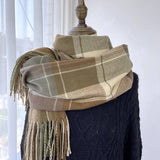 PLAID TASSEL SCARF FOR WOMEN RETRO WINTER WARMTH_CWASC1454