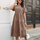 V-Neck Tiered Chiffon Dress