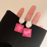 IRREGULAR SQUARE OVAL EARRINGS WITH WATER PATTERNS_CWAJE2050