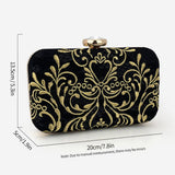BLACK EMBROIDERED RETRO CLUTCH BAG_CWAB2529