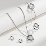 GEOMETRIC LINK PENDANT NECKLACE JEWELRY SET_CWAJE2926