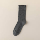 POLKA DOT PATTERN RUFFLE CREW SOCKS FOR WOMENS_CWMS1394