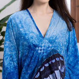 PLUS SIZE BUTTERFLY PRINT BEACH COVER UP DRESS_CWMM6199