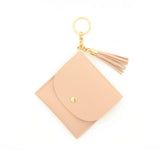 SOLID PU CARD WALLET WITH TASSEL KEYCHAIN_CWAB4965