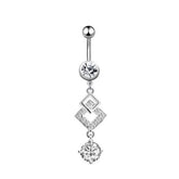 RHOMBUS CZ BELLY BUTTON RING PIERCING JEWELRY_CWMM9374