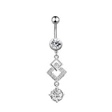 RHOMBUS CZ BELLY BUTTON RING PIERCING JEWELRY_CWMM9374