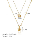 SUMMER DOUBLE STARFISH SHELL NECKLACE_CWMM5549