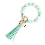 SILICONE BEAD BRACELET KEYCHAIN WITH TASSEL_CWAB5026
