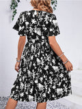 Summer Crew-Neck Short-Sleeved Printed Dress