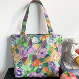 CANVAS TOTE BAGS WITH FRESH FLORAL PLAID_CWAB2047
