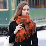 PLAID WINTER SCARF FOR WOMEN SOFT TASSEL SHAWL_CWASC0224