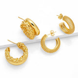 C SHAPED HOLLOW GOLD PLATED EARRINGS_CWAJE1032