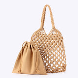 FASHION MESH BEACH BAG HANDMADE WOVEN SHOULDER BAG_CWAB4668
