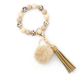 POM POM TASSEL KEYCHAIN SILICONE BEAD BRACELET_CWAB5016