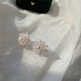 FRENCH VINTAGE PEARL FLOWER EARRINGS_CWAJE2190