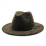 LEOPARD PRINT HAT JAZZ HAT WOOLEN HAT WIDE BRIM HAT_CWAH2571