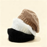 Women'S Thick Knit Beret Hat Winter Warm_Cwah04720