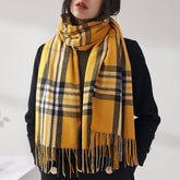 PLAID FAUX CASHMERE SCARF SWEET MID LENGTH WRAP_CWASC0190