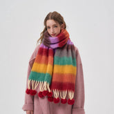 COLOR STRIPE SCARF WARM WINTER COUPLE WRAP_CWASC2302