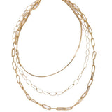 PAPERCLIP SNAKE BONE ROUND MULTI LAYERED NECKLACE_CWMM3690