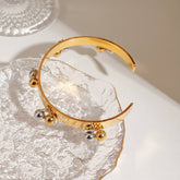 18K GOLD SILVER BEAD OPEN BANGLE TRENDY STYLE_CWAJE4670