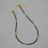 SIMPLE SHINY FACETED BLACK SPINEL BEADED NECKLACE_CWAJE2115