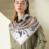 FLORAL PRINT SATIN SCARF FOR WOMEN LARGE SQUARE_CWASC0198