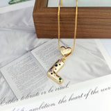 COLORFUL ZIRCONIA HEART LETTER PENDANT NECKLACE_CWMM5875