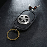 FIVE POINTED STAR DOUBLE LAYER COWHIDE KEYCHAIN_CWMM5025