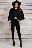 Cwoco0951_Solid Color Short Cape Shawl Coat