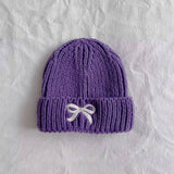 PERSONALIZED BOW CHILDRENS WARM KNITTED HAT_CWAH2927