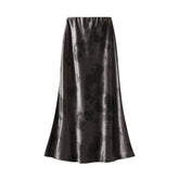 Tie-Dye Satin Print Fishtail Midi Skirt_Cwbms0386