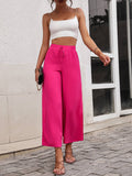 Solid-Color Slit High-Waisted Wide-Leg Pants