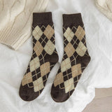 DIAMOND CHECK WARM RETRO MID CALF SOCKS_CWMS1058